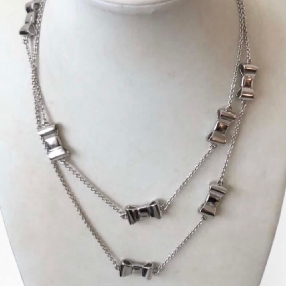 Long Minimalist Kate Spade Bow Chain Necklace - Picture 3 of 4